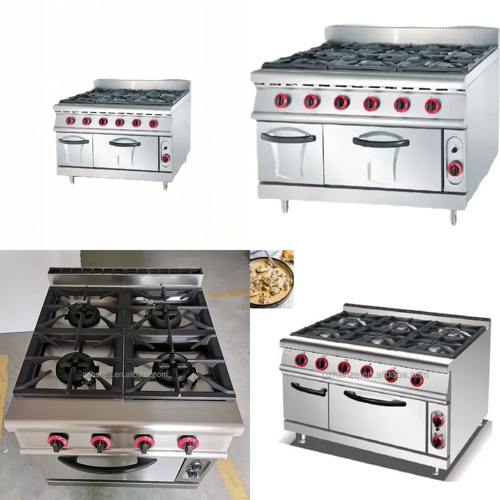 2026 hot Commercial Kitchen Equipment Heavy-Duty 6 Burner Cooker with Electric Oven for West Restaurants