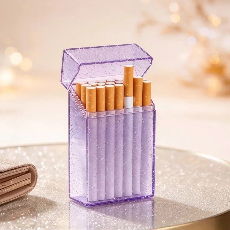 Glitter 2pcs Storage Box Wrinkle Resistant Waterproof Holder Case Clear Anti‑Pressure Holder Box Anti-Dust Cigarette Accessories