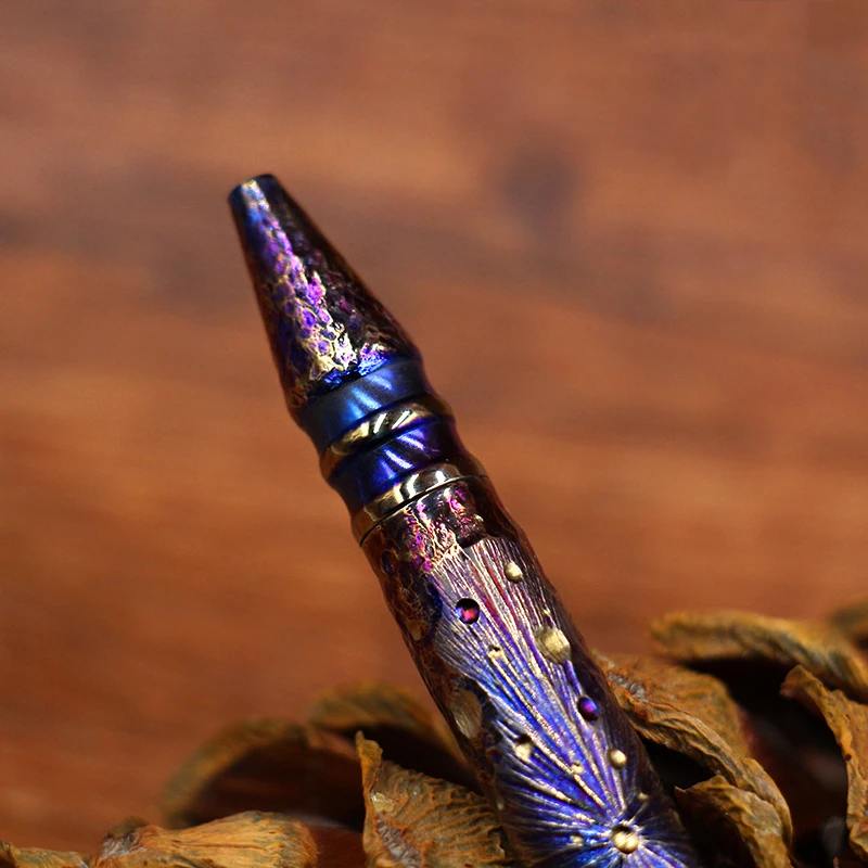 Starry Sky-Bolígrafo táctico de aleación de titanio hecho a mano, bolígrafo de prensa de Metal, bolígrafo de firma de papelería al aire libre, edición limitada