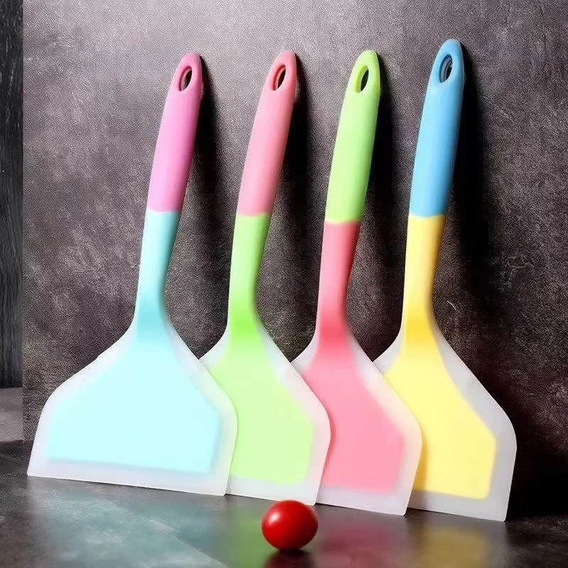 1PCS Random Color Silicone Kitchen Ware Cooking Utensils Spatula Beef Meat Egg Kitchen Scraper Wide Pizza Cooking Tools Shovel