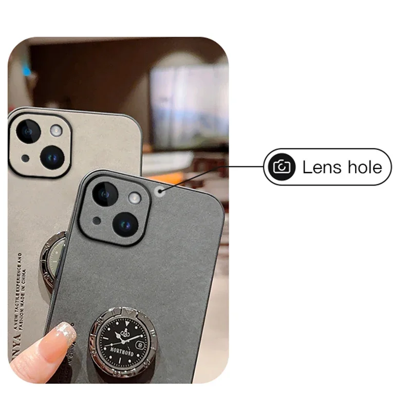 Case For OPPO Reno 12F Luxury Leather Ring Bracket Camera Protection Cover For OPPO Reno 12F Shockproof Bumper