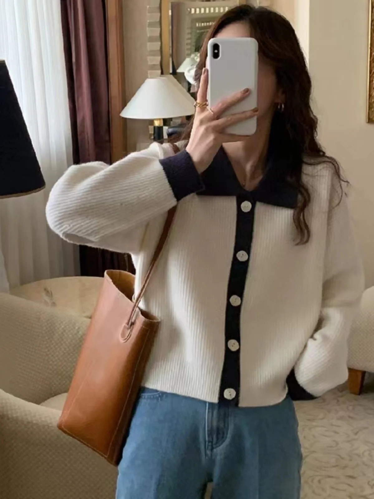 

Chic Vintage Lazy Sle Color Blo Long Sve Knitted Open Cardigan Sweater Women Loose Fit Versatile ort Length Pure Color