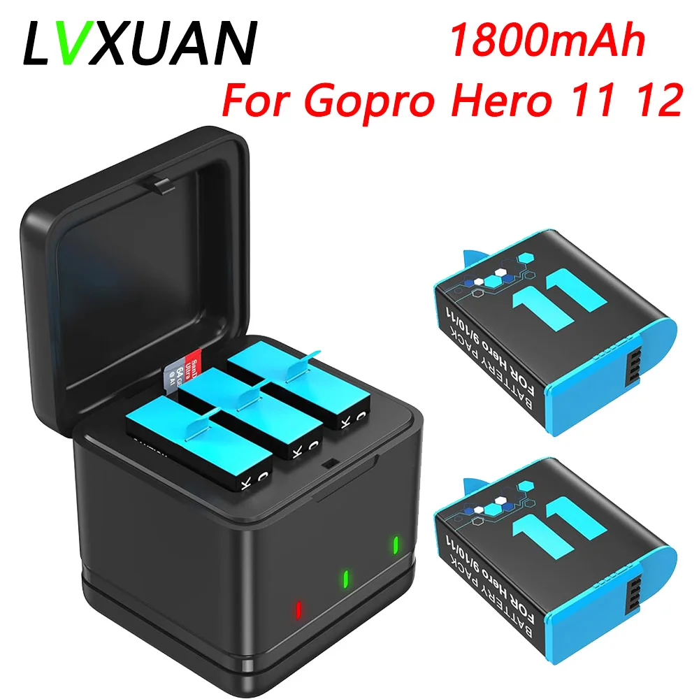 

LVXUAN 2000mAh Battery for Gopro Hero 11 12 and USB Charger with Gopro Hero 12 Gopro Hero 11 Gopro Hero 10 Gopro Hero 9 camera