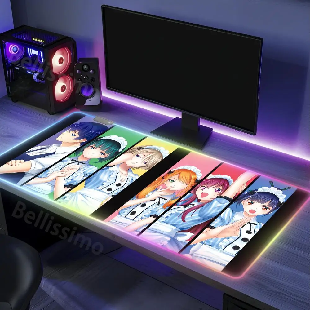 

Kawaii Pad RGB Non-Slip Desktop Setup Gamer keyboard Rubber Gaming mats Edge locking Purple art G_goddess_CafeS Luminescence