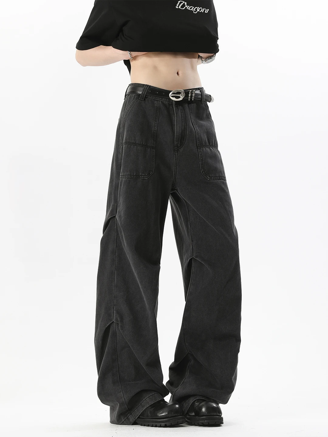 

Мужские джинсы Waed Folded Knife, весенние, в американском стиле, модные, широкие штанины, ретро, рабочая одежда, прямой крой, смесь хлопка и полиэстера