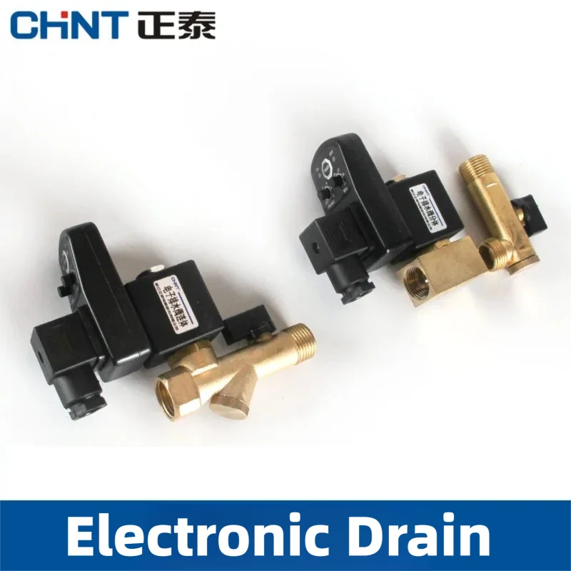 CHINT Electronic Drain Valve Air Tank Auto Drain Solenoid Air Compressor Timer G1/2 AC220V
