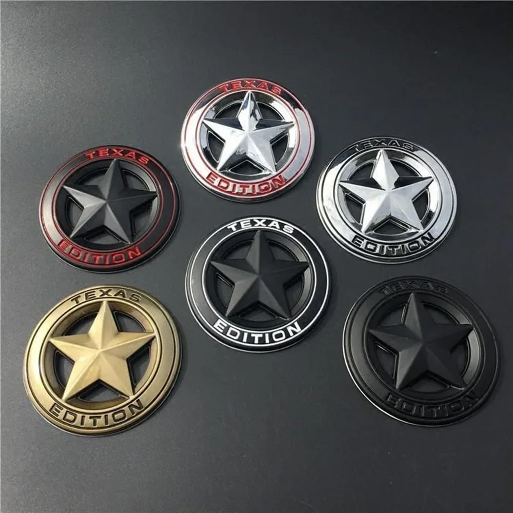 3D Metal TEXAS EDITION Shield Pentagram Star Side Fender Door Emblem Badge Car Stickers For JEEP Wrangler Liberty Grand Cherokee
