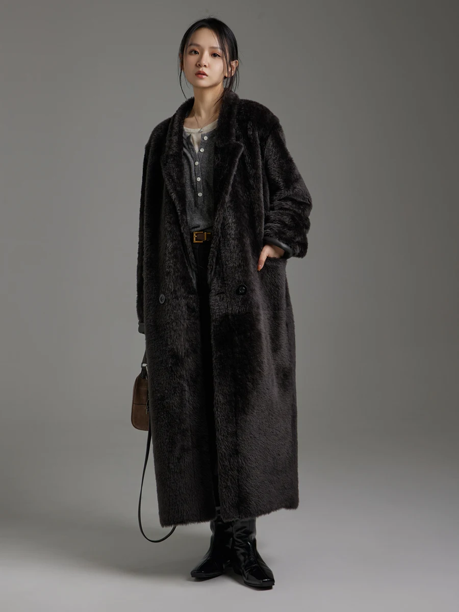 AYUNSUE 천연 양피 모피 코트 여성 진짜 가죽 자켓 럭셔리 의류 여성 겨울 롱 코트 2025 루즈 피트 Шуба Женская