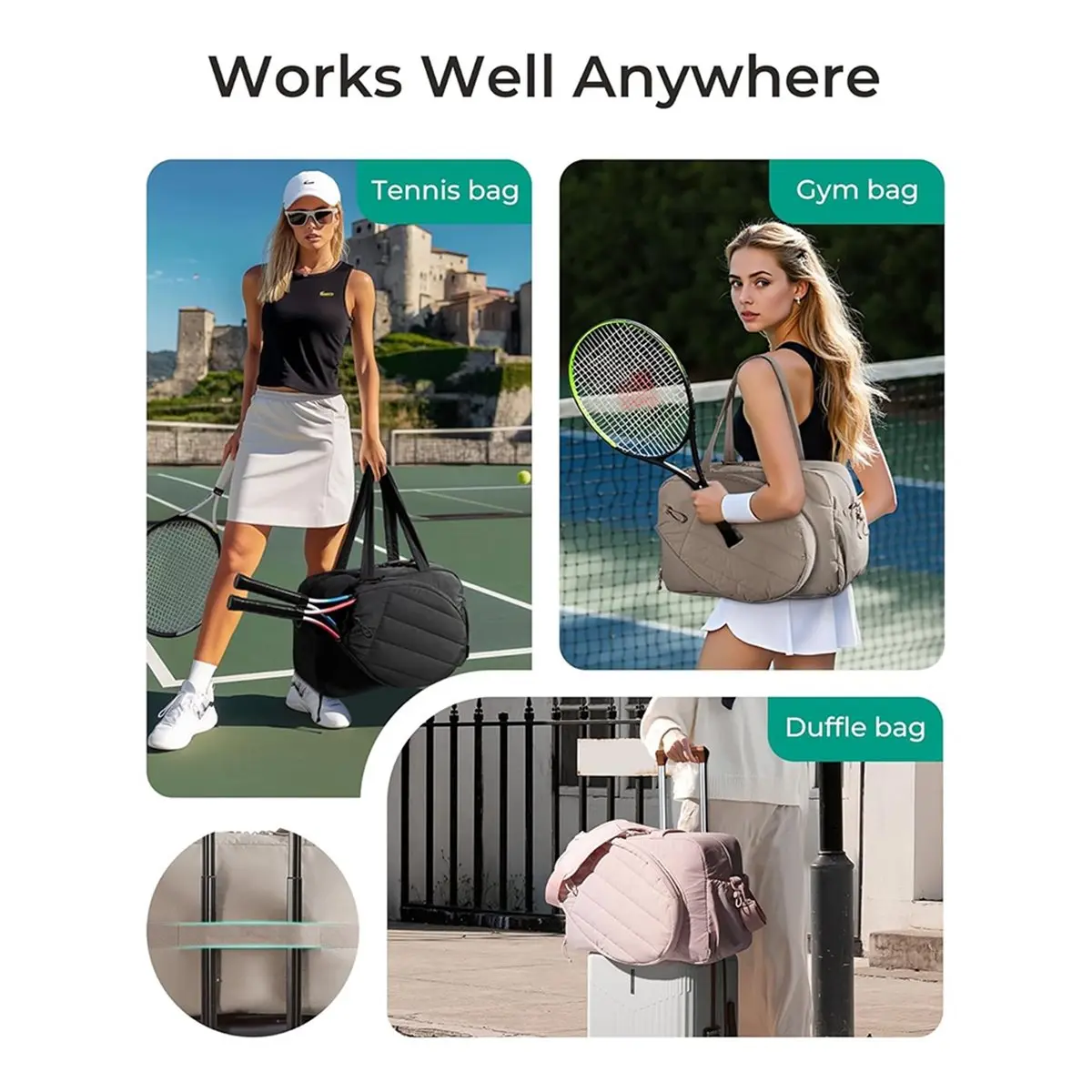 (A75U] Tennis Bag Badminton Rackets Bag Large Storage Outdoor Travel Sports Training Shoulder Bag Pickleball Paddle Handbag D