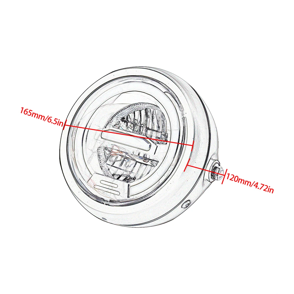 Universal 6.5 Inch Motorcycle LED Headlight Round Headlamp Head Light for Harley Sportster Cafe Racer Honda Yamaha Suzuki Custom