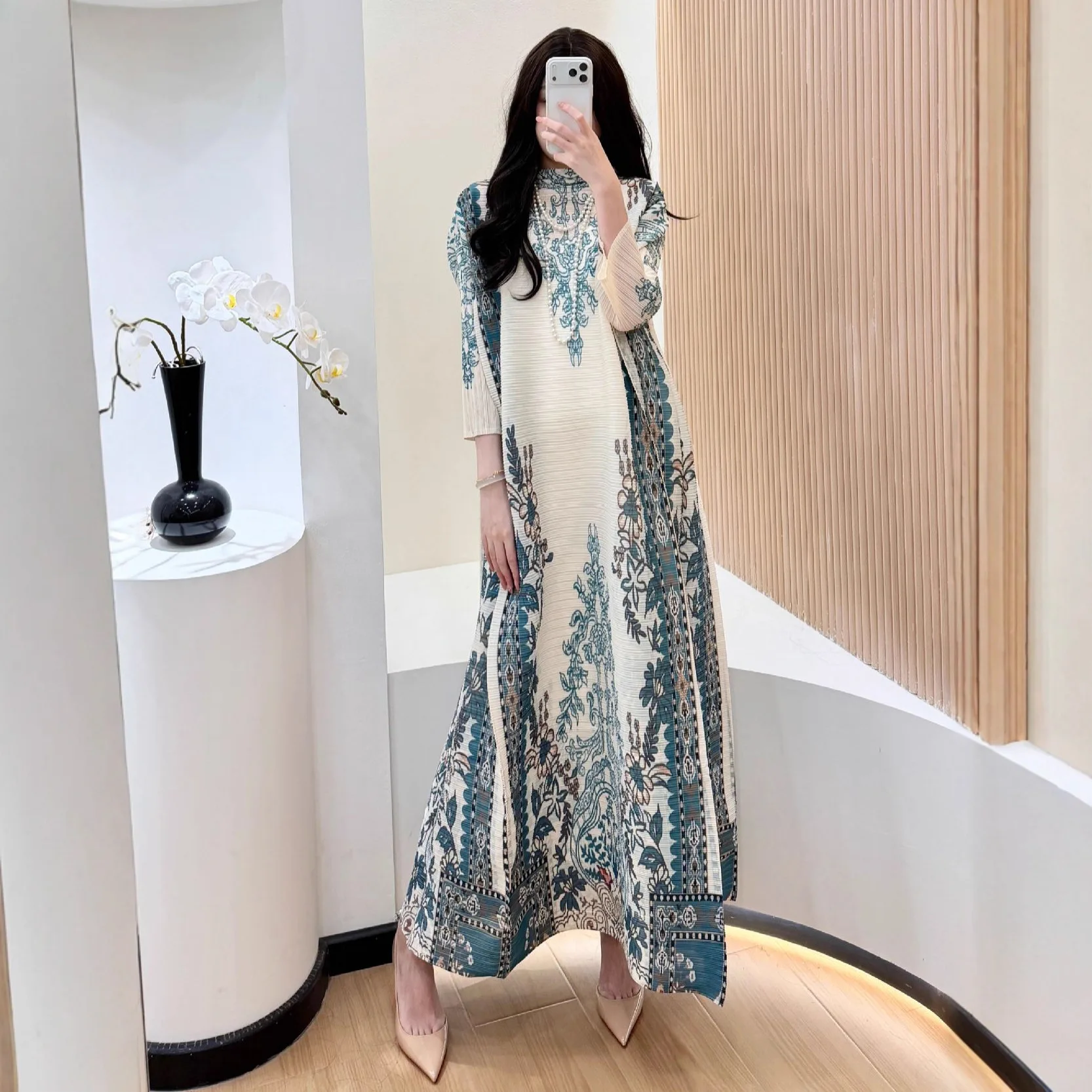 

Женское платье Абая Дубай Арабский принт Msulim Eid Jalabiya Платья Рамадан Саудовская Аравия Vestidos Ислам Длинный халат Абаяс Марокко Кафтан