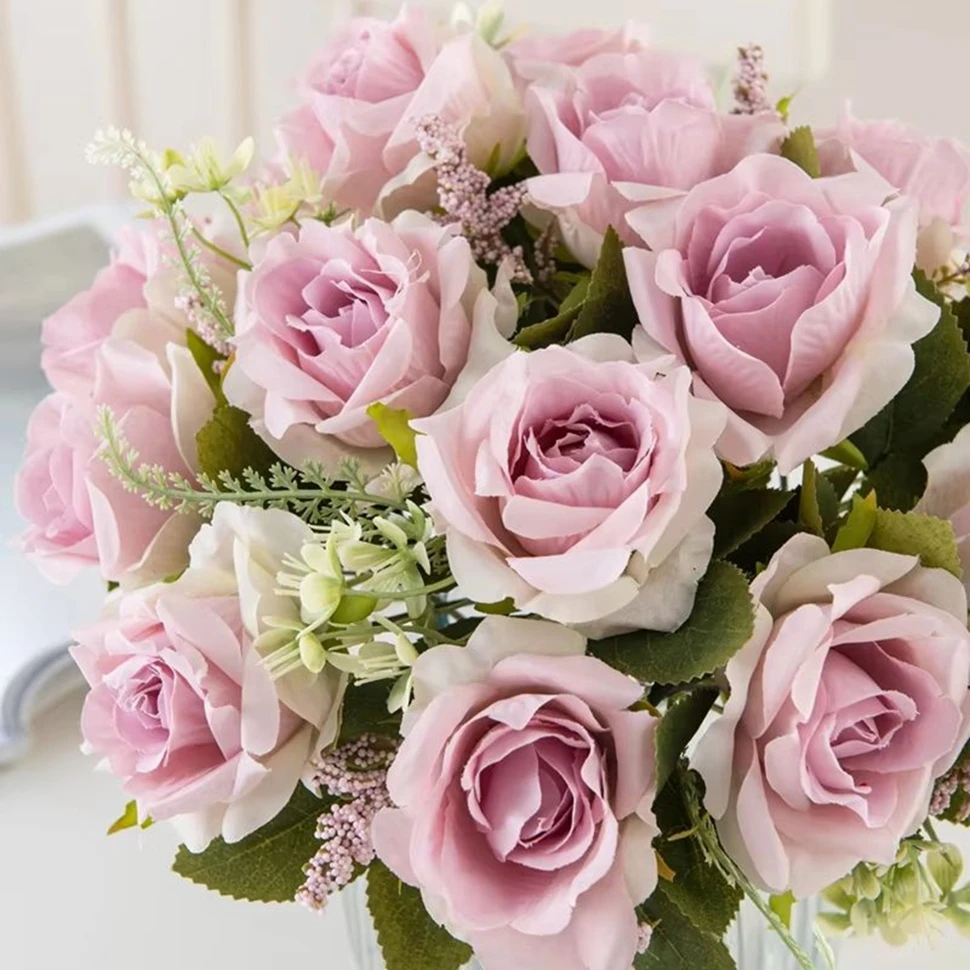 

Atificial Flower Silk Rose Outdoor Garden Wedding bridal bouquet Holiday Decor Home vase table festival Party DIY gift box Cheap