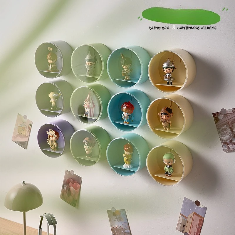 

Round Wall-Mounted Organizer with Lid Multi-Use Storage for Blind Boxes Anime Figures Badges Dust-Proof Damage-Free Hanging