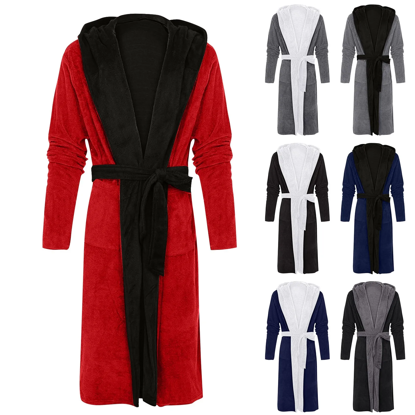 

Мужская осенне-зимняя плюшевая шаль Coralline с длинными рукавами, теплый мягкий и удобный банный халат, базовая однотонная домашняя одежда