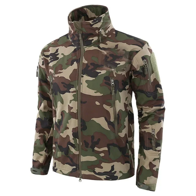 Winter Hunting Fleece Jacket Men Soft Shell Tactical Waterproof  Camouflage Coat Airsoft Clothing Multicam Windbreakers