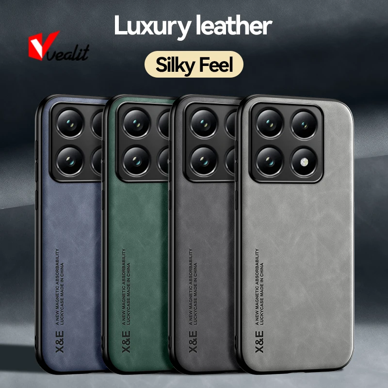 Luxury Magnetic Leather Phone Case For Xiaomi 14t 13t 15 14 Ultra 13 Lite Shockproof Back Coverfor Poco F6 F5 X6 X5 M6 Pro funda