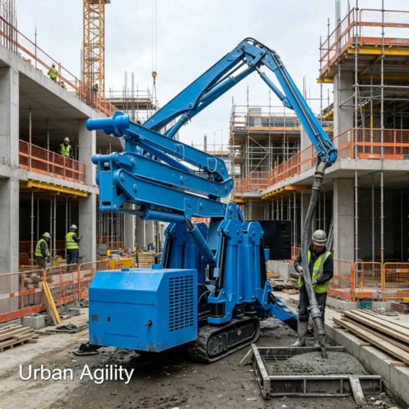 Track Walking Concrete Boom Pump Mixing 21m Hydraulic Boom Wireless Remote For Dam Pier Rural Building Construction