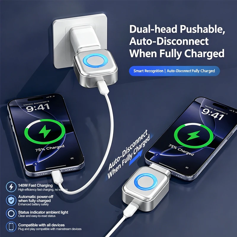 140W Fast Charging Data Cable Automatic Power-Off Anti-Overcharge Protection Full-Capacity Separator for Mobile Phone Charger