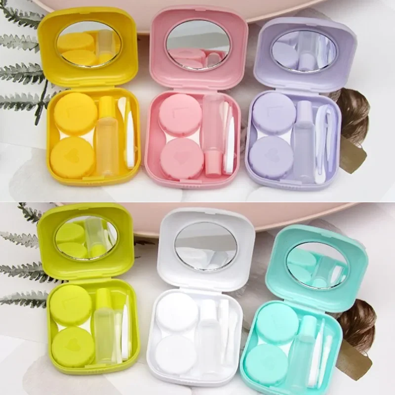 1PC Lovely Travel Kit Pocket Mini Contact Lens Case Travel Kit Easy Carry Mirror Lenses Box Container