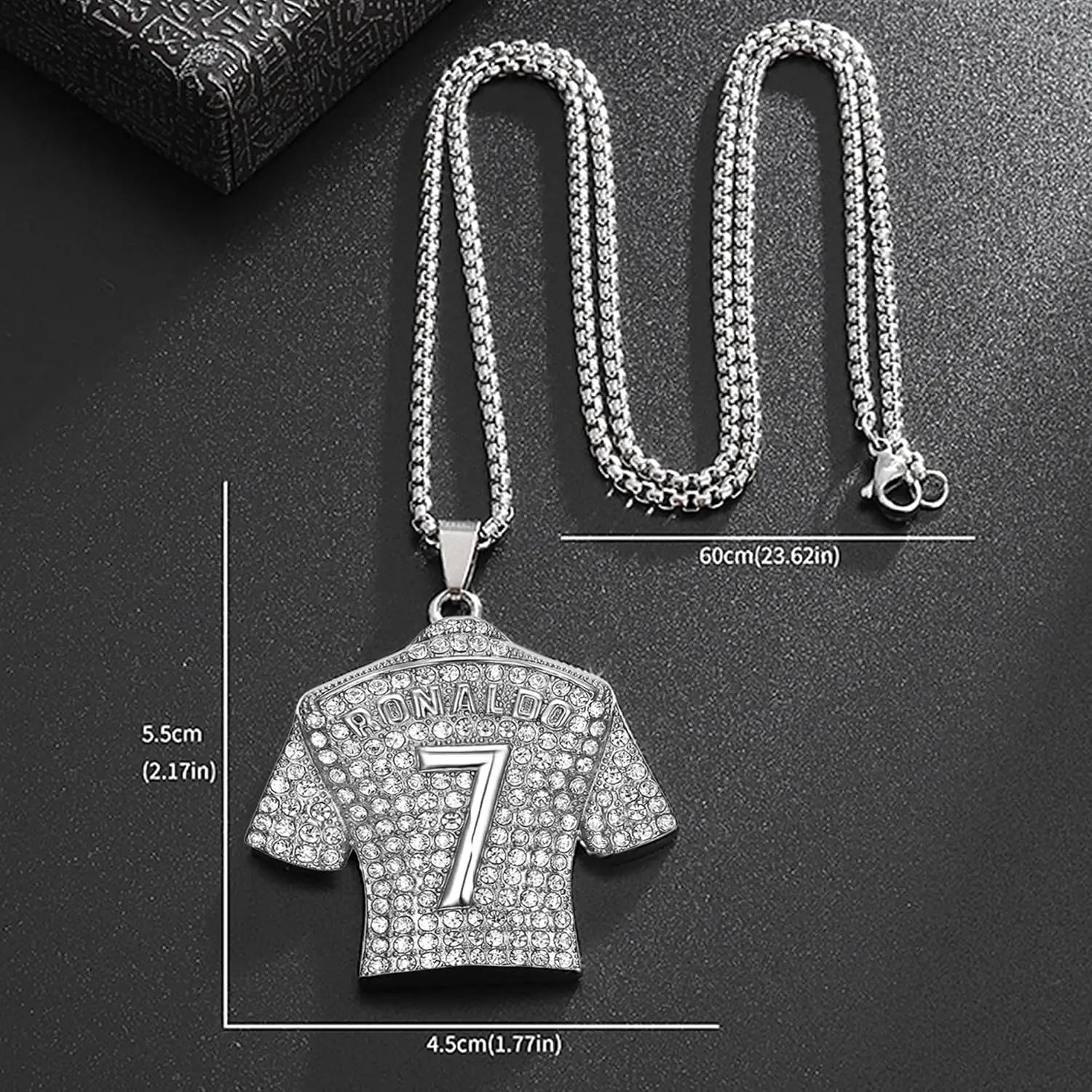 Kalung Liontin Jersey Sepak Bola Nomor 7, Kalung Bola Jersey Sepak Bola Nomor 7 Bahan Titanium Steel, Kalung Bintang Sepak Bola Nomor 7