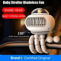 Mini Stroller Fan, Automatic Oscillating Fan, 1200mAh Battery Powered Portable Fan, 3-Speed Flexible Tripod Clip-On Fan for Car