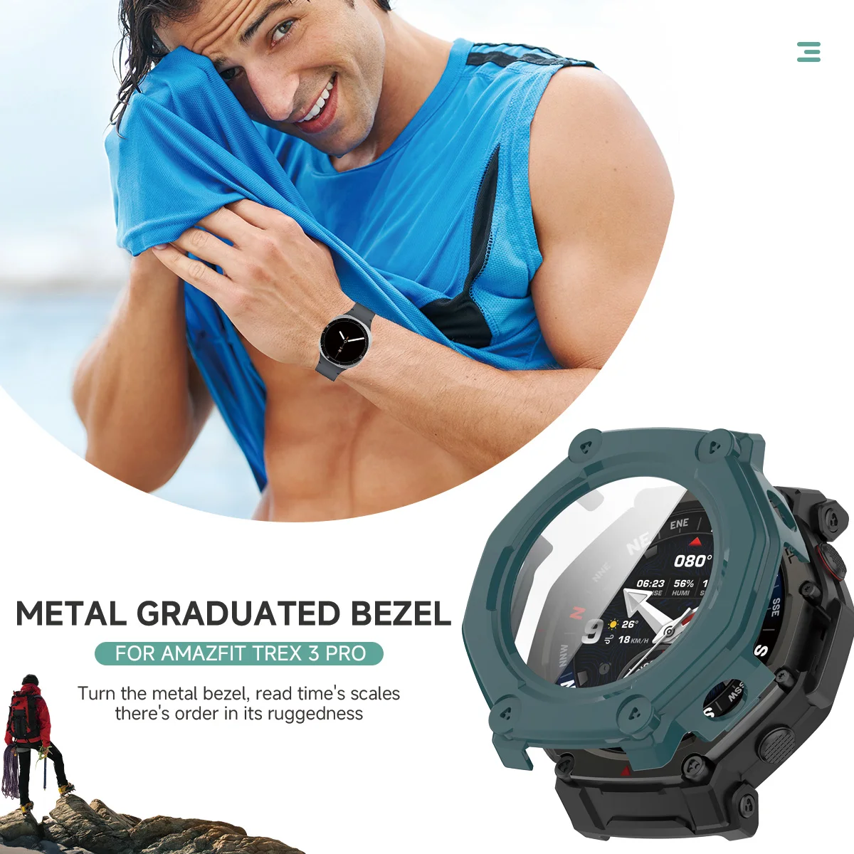 For Amazfit T REX 3 Pro 48mm 4mm Tempered Glass Protective Case Cover Bumper For Amazfit T Rex 3 Pro Screen Protector Accessory view 3