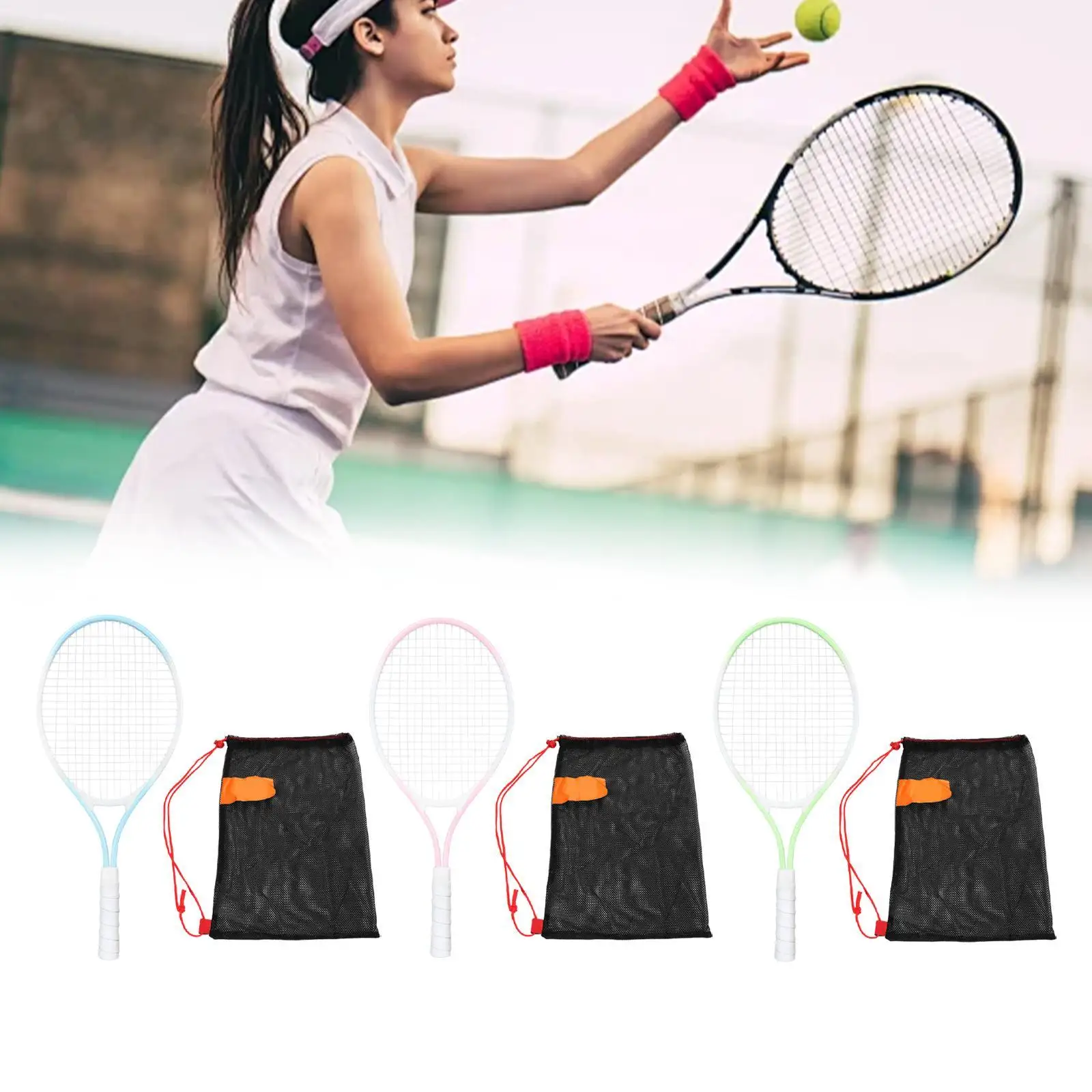 Kids Tennis Racket 21 inch Portable Racquet for Outdoor Game Practice Summer