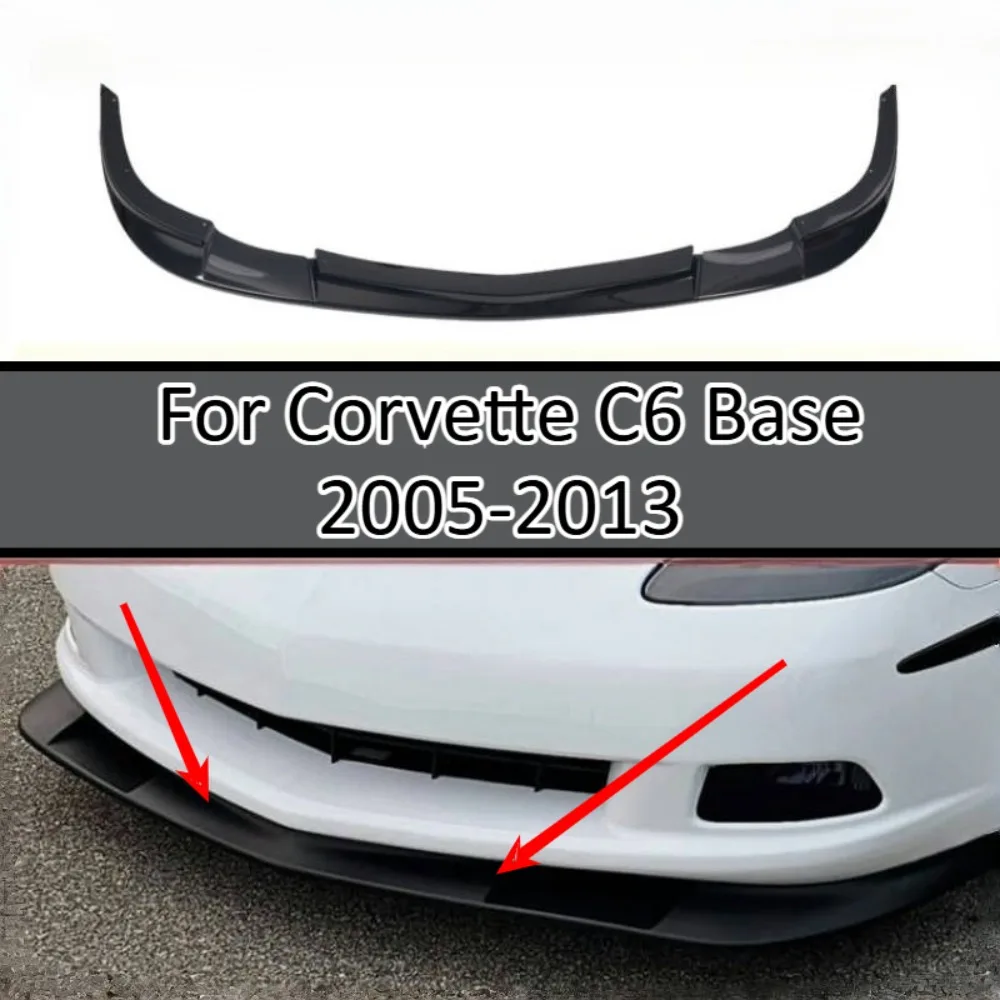 Front Lip Splitter For Corvette C6 Base 2005-2013 Front Bumper Spoiler Body Kit Chin Guard Sport Style Car Tuning Accessories X