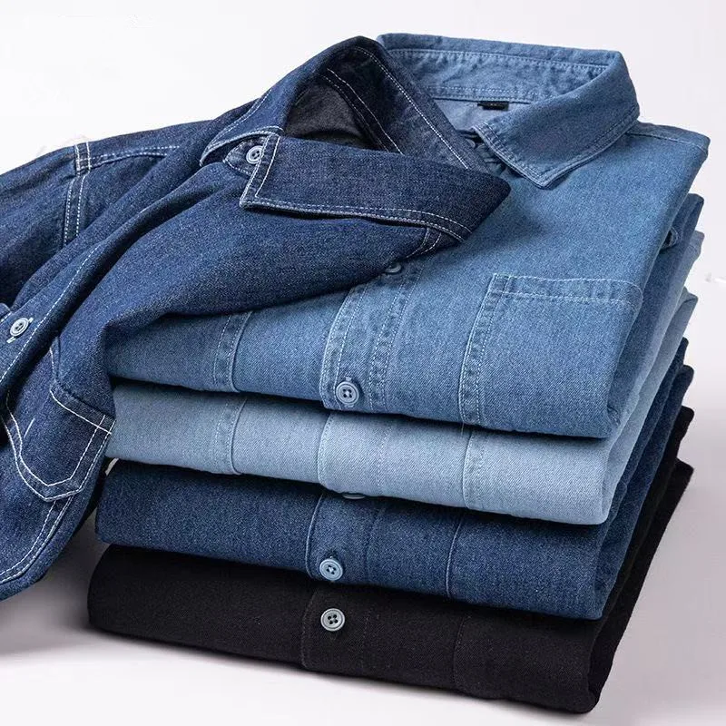 

Осенние мужские джинсовые рубашки, винтажные роскошные модные рубашки с длинными рукавами, японская весенняя повседневная уличная одежда, облегающая мужская дизайнерская одежда