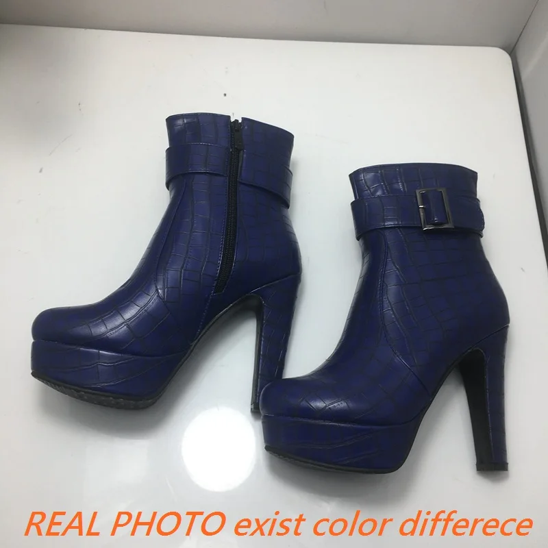 SIMLOVEYO 2021 Yellow Blue Platform Thick High Heeled Sexy Lady Shoes Big Foot Women Ankle Boots Big Size 33-50