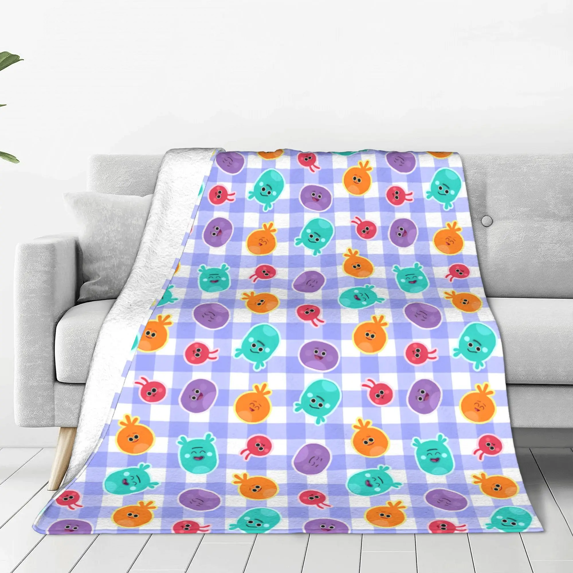 Bumble Nums Educational Cartoon  Blanket Cute English Fleece Throw Blanket Airplane Travel Ultra-Soft Warm Multi-function Quilt
