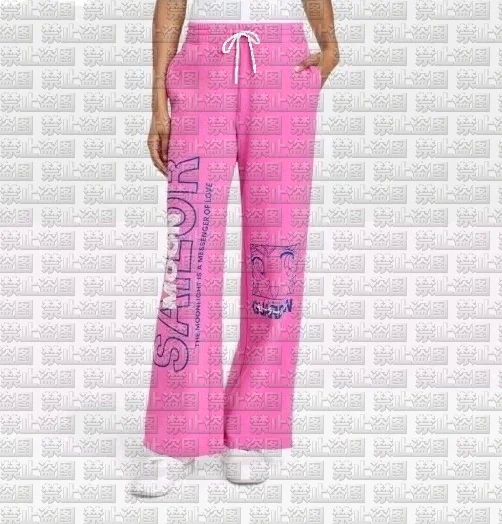 

2026 Summer Trendy Sailor Moon Theme Casual Lounge Pants Soft Elastic Waistband Wide Leg Trousers for Daily and Casual Outfits