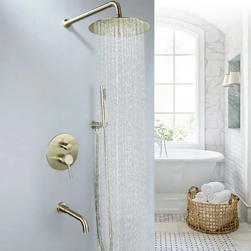 الأمطار دش مجموعات 304 حمام من الفولاذ المقاوم للصدأ دش مجموعة في الحائط دش مخفي الباردة والساخنة صنبور حوض خلاط صنبور #1