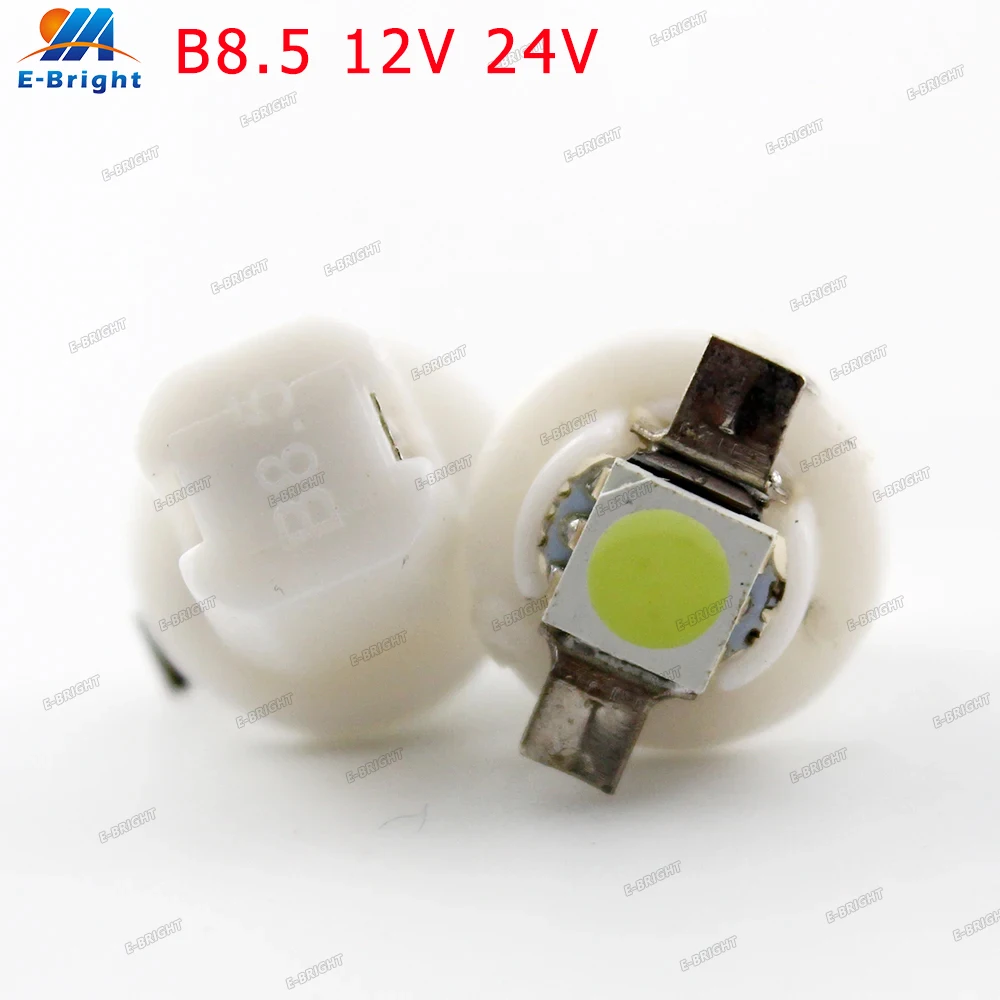 Bombilla Led para salpicadero de coche, 10 piezas CC, 12V, 24V, T5, B8.5, T5, SMD 5050, 1 SMD, blanco, rojo, ámbar, verde, azul