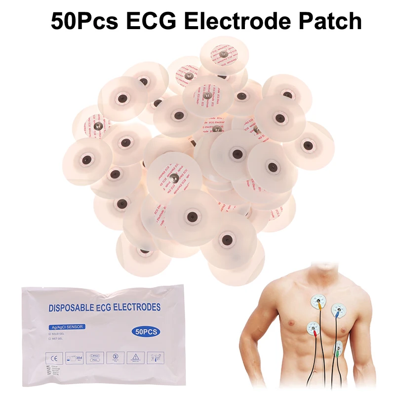 

Взрослые разные размеры, 50 шт., белые нетканые материалы, одноразовые электроды ЭКГ, медицинский электрод, пластырь, нетканые подушечки для электродов ЭКГ