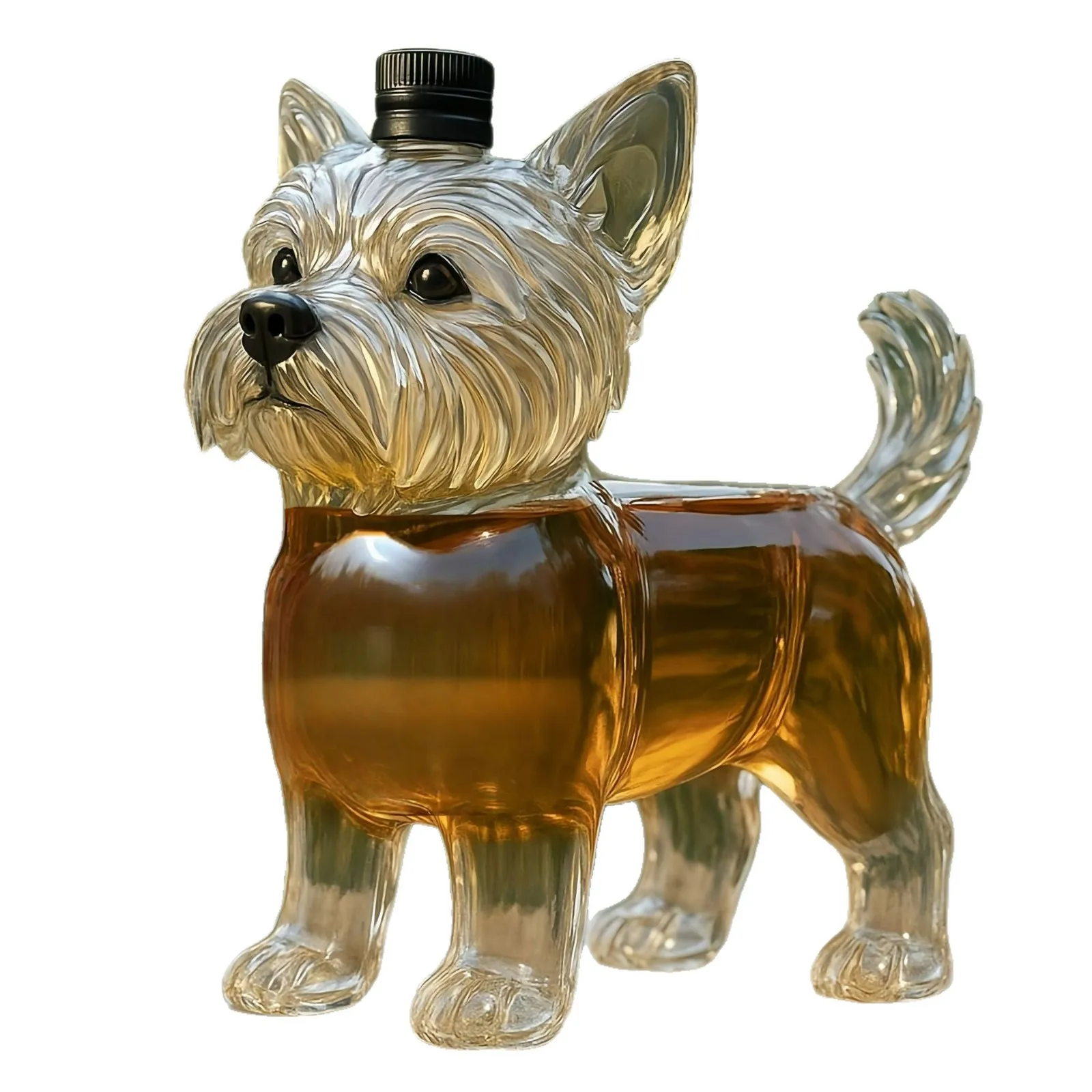

Cute Mini High Borosilicate Transparent Glass Doberman Pinscher Shape Whiskey Bottle Bubble Bottle Craft Glass Home Bar Gift