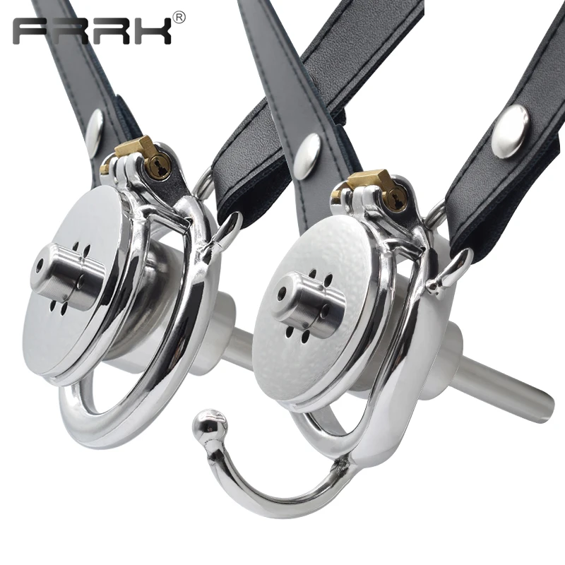 FRRK Urethral Inverted Chastity Cage With Chastity Band Belt Stainless Steel Cock Lock Penis Rings Adults Sex Toys Shop 페니스링