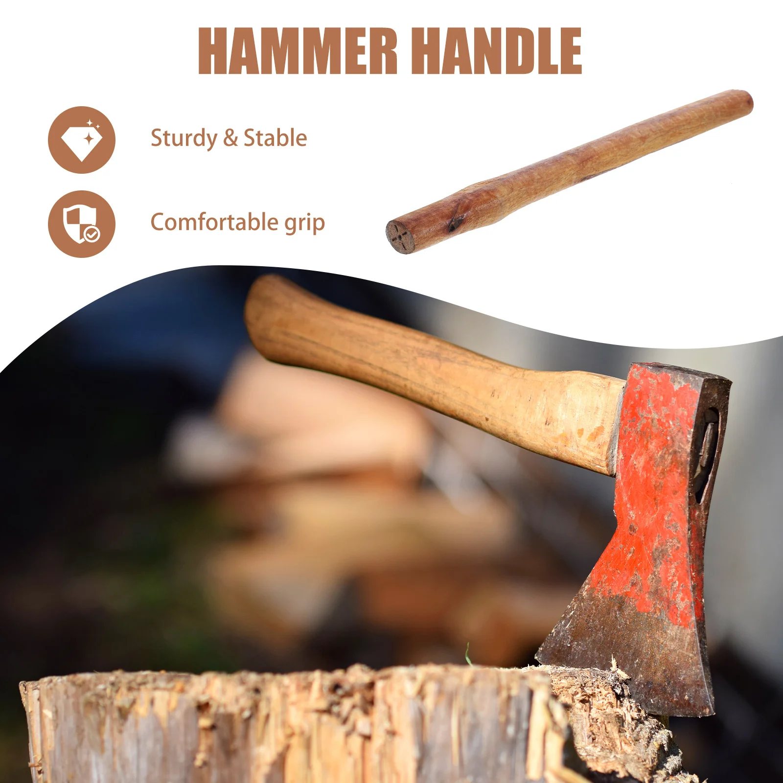 Comfortable Hardwood Hammer Handle Anti-Skid Design for Prolonged Use Ideal for Different Jobs Hammer Handle Wooden Handles