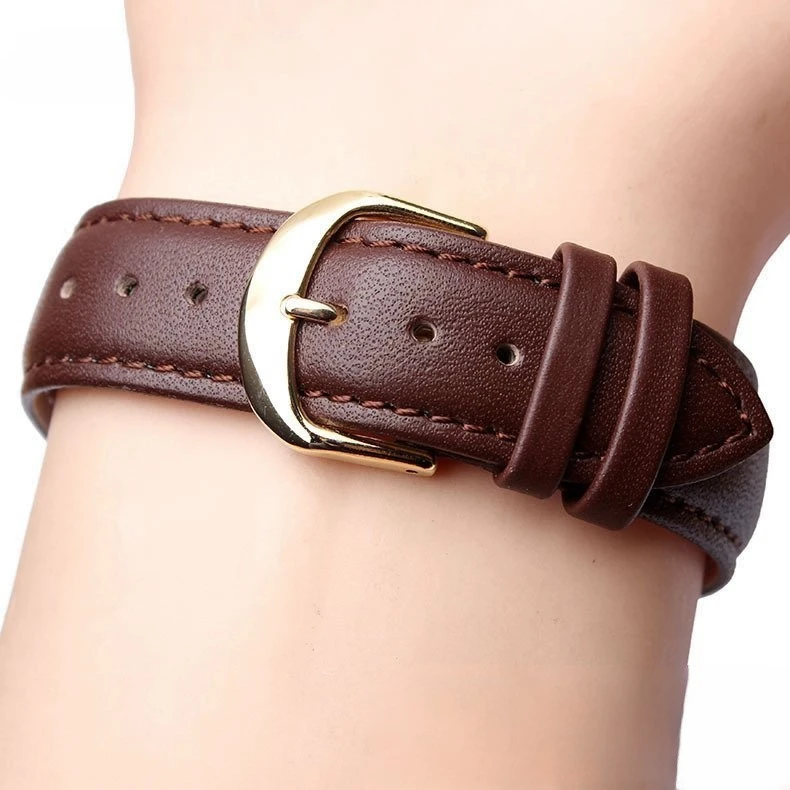 Smooth Genuine Calfskin Leather Watchband 18mm 19mm 20mm 21mm 22mm 23 Soft Straps Automatic Butterfly Buckle Business Watch Band