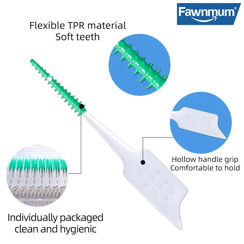 Fawnmum5x150Pcs/Bag Silica gel Interdental Brush Super Soft Interdental Toothbrush Dental Clean Teeth gap Toothpick Hygiene Tool