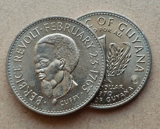 Colección de monedas conmemorativas originales Guyana 1970 FAO de 35 mm
