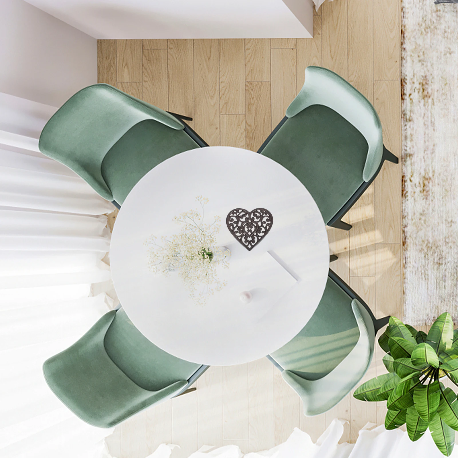 

1pc Heart Shape Insulated Placemat Hollow Design Decorative Tableware Mat Heat Resistant Scratch Proof Dining Table Supplies