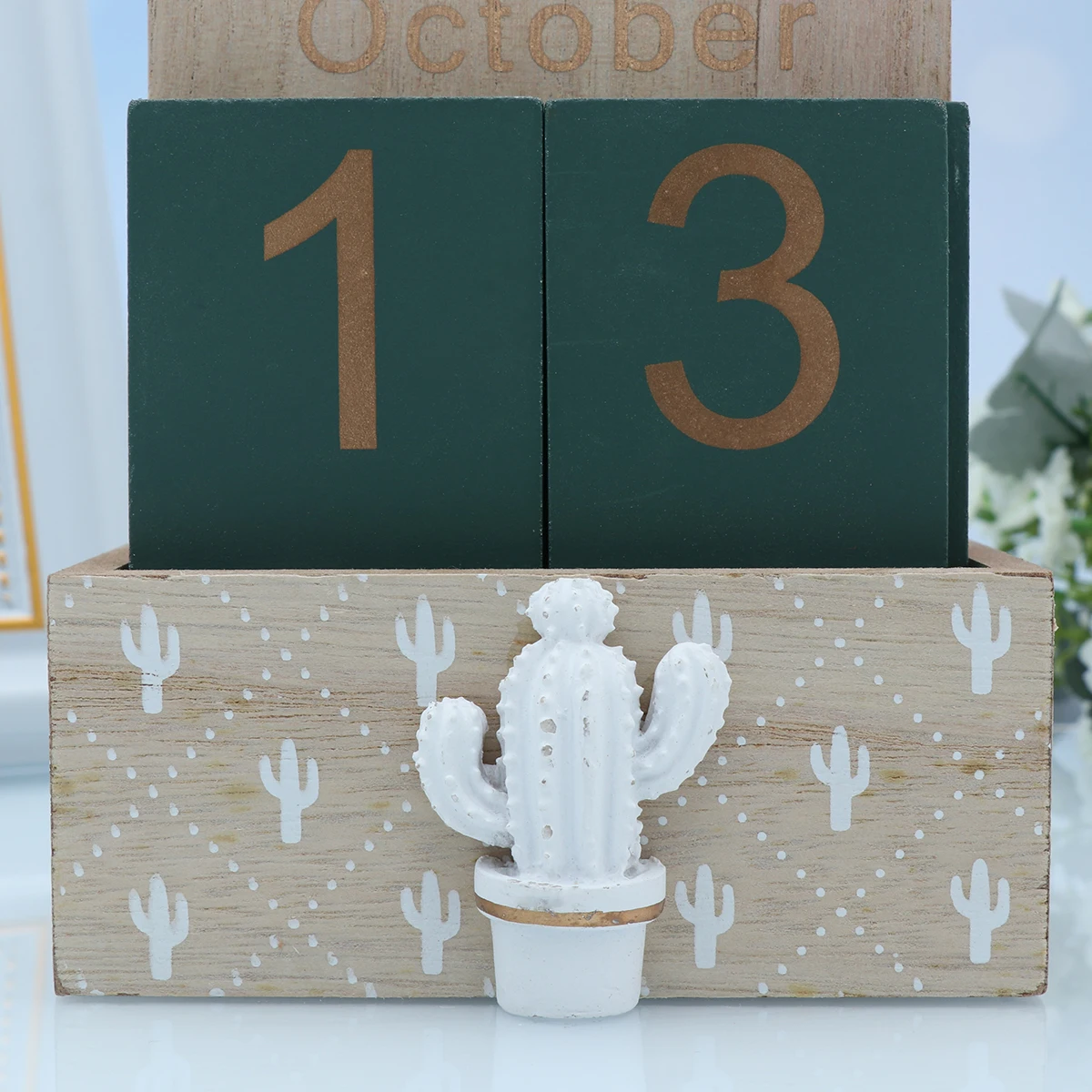 

Wooden Perpetual Calendar Office Desk Decor Home Decorations Bamboo Crafts Work