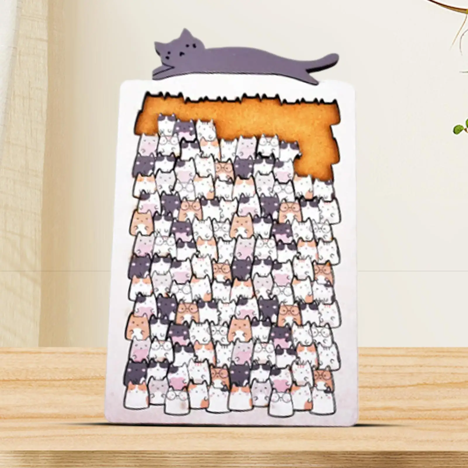 Quebra-cabeça de madeira em forma de gato desafiante quebra-cabeça irregular natal ano novo presentes de aniversário para crianças meninas meninos animal jigsaw