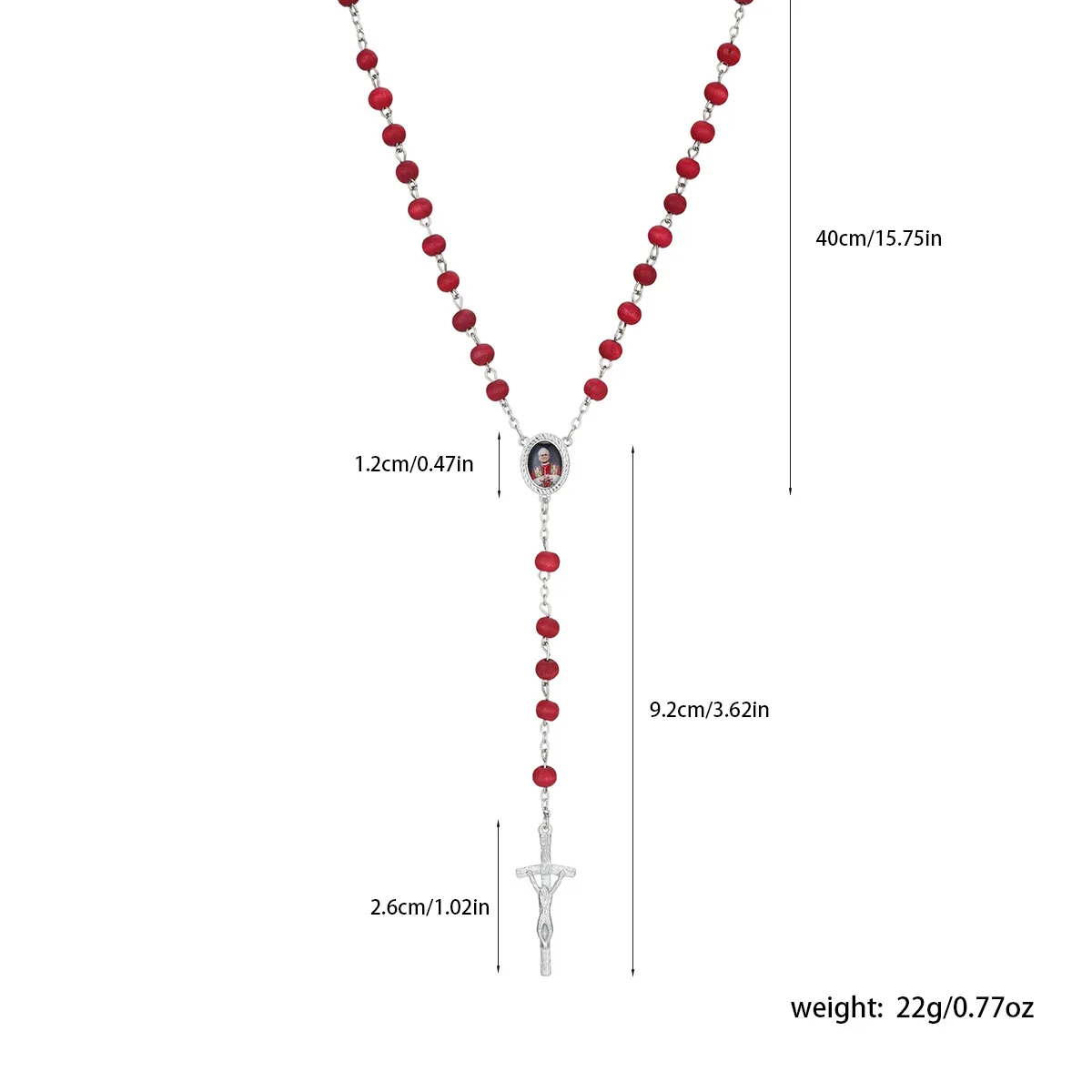 6/12/20/60 Sets Papst-Franziskus-Rosenkranz-Geschenke, rote Perlen, katholischer Rosenkranz mit Papst-Box für Taufe und Gebet – Detail 4