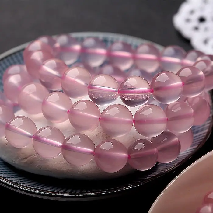 Natural mozzarella powder water chain women's star powder crystal bracelet.