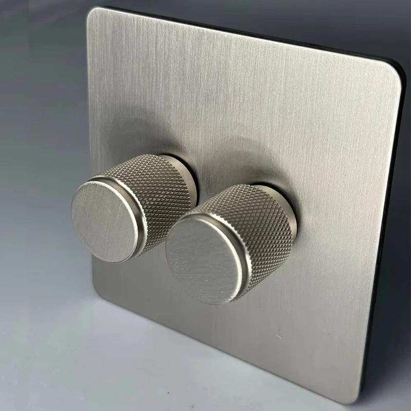 

New Design Brass Light Dimmer Switch Dual Fan Dimmer 500W Stainless Steel Panel