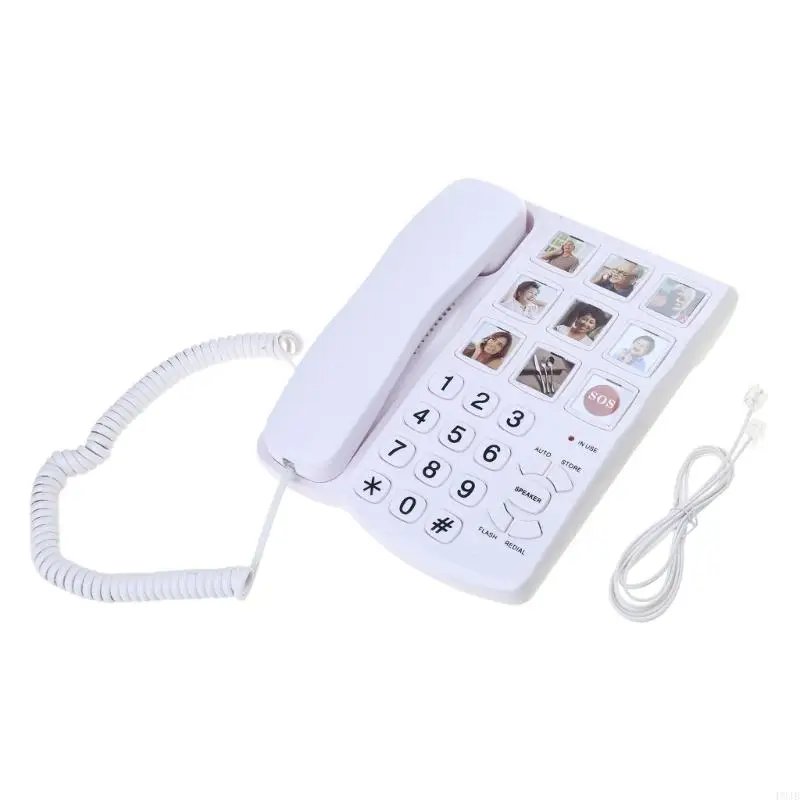 P9JB Clear Sound White Landline Phone Telephone With Big Buttons, Hands