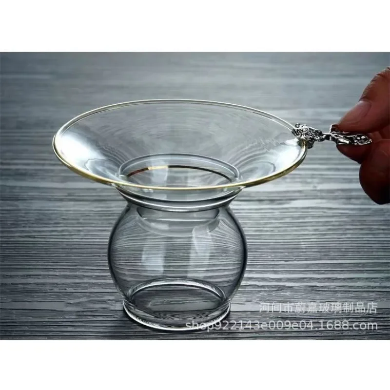 Heat-Resistant Glass Tea Strainer with Handle, Tea Filter for Loose Leaf Tea Infuser, Chinese Traditional KungFu Steepers Cup T