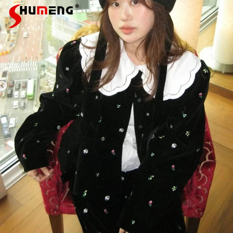 

Омолаживающая блузка для женщин 2026: милая, с бантом, цветочной вышивкой, на шнуровке, приталенная, повседневная, в стиле кавай, топы-блузы